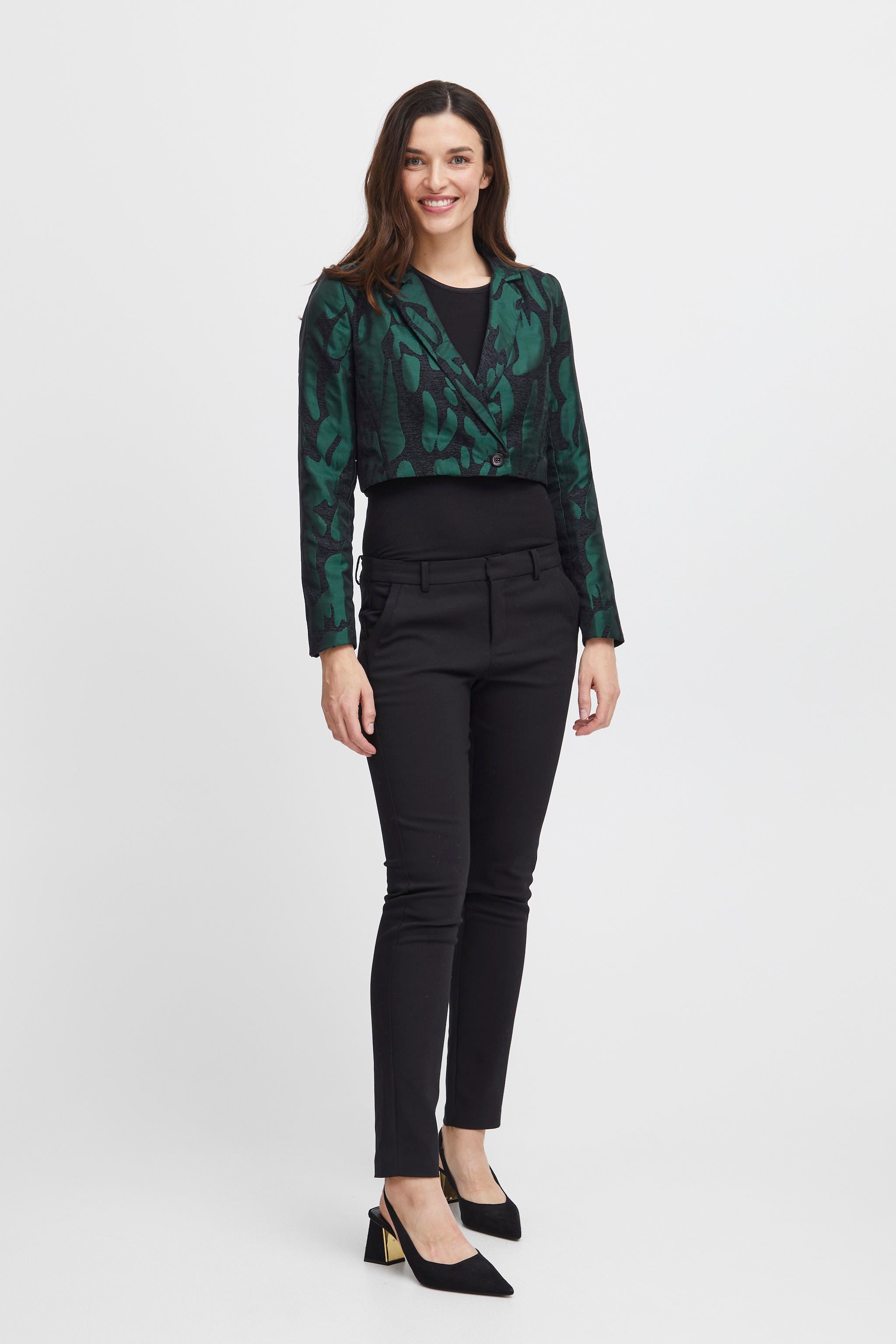 Fransa - Ponderosa Pine Jacquard Cropped Jacket