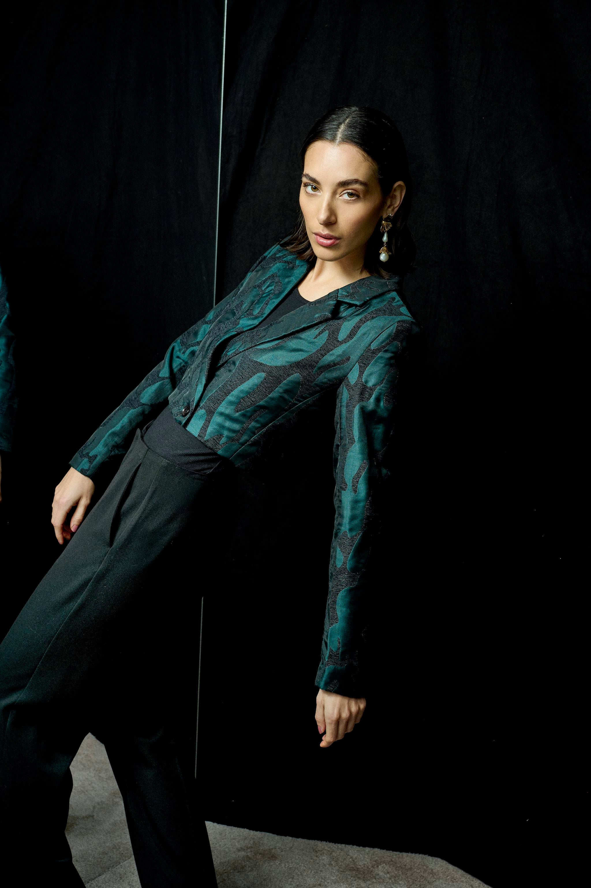 Fransa - Ponderosa Pine Jacquard Cropped Jacket
