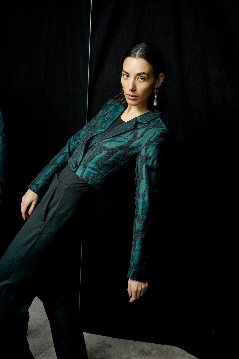 Fransa - Ponderosa Pine Jacquard Cropped Jacket