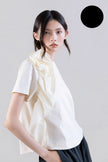 psophia-ss26-womens-sculptural-rosette-mercerized-cotton-wide-tshirt-front