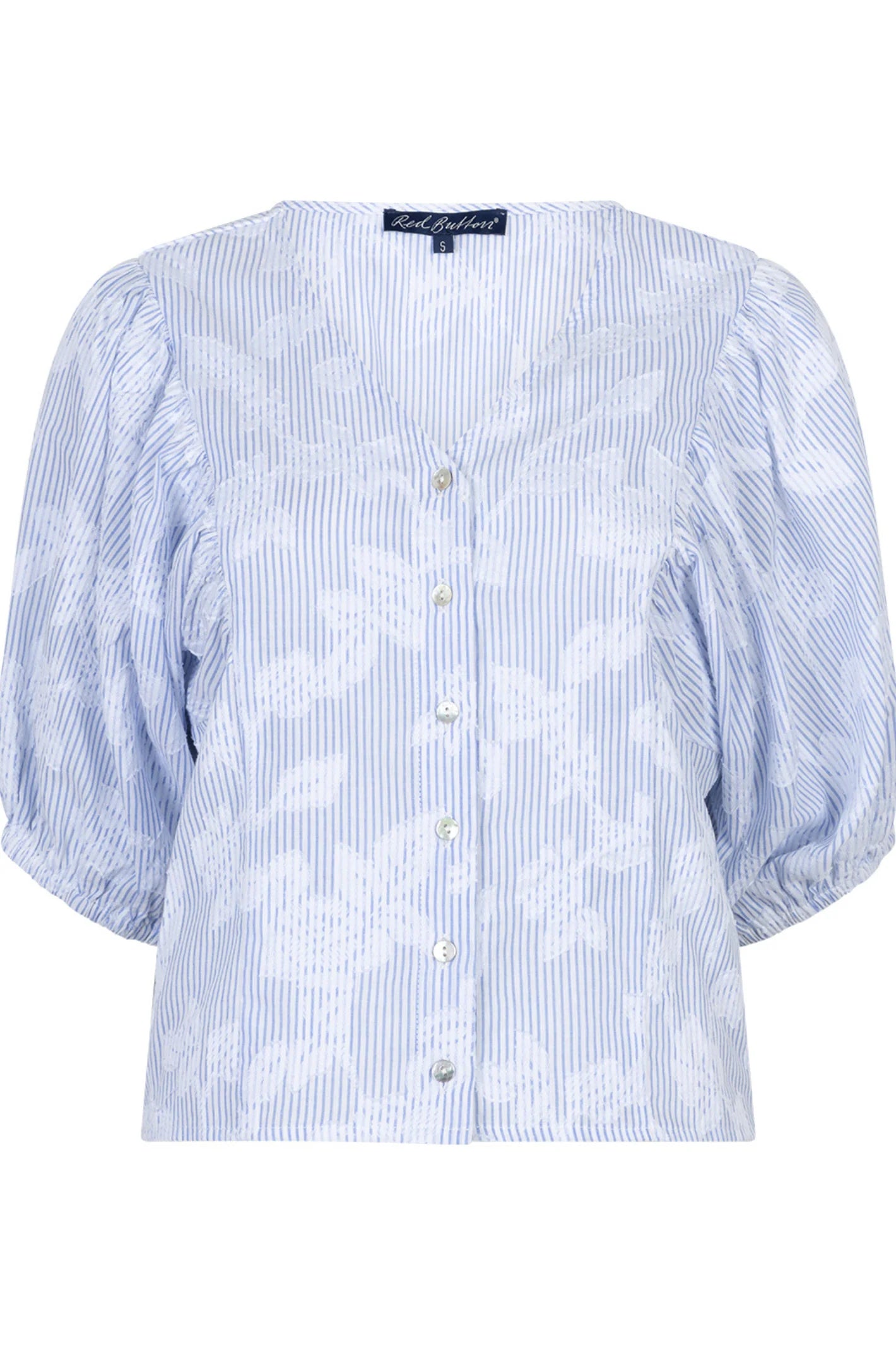 red-button-SRB4838-balloon-sleeve-stripe-flower-blouse-blue-2