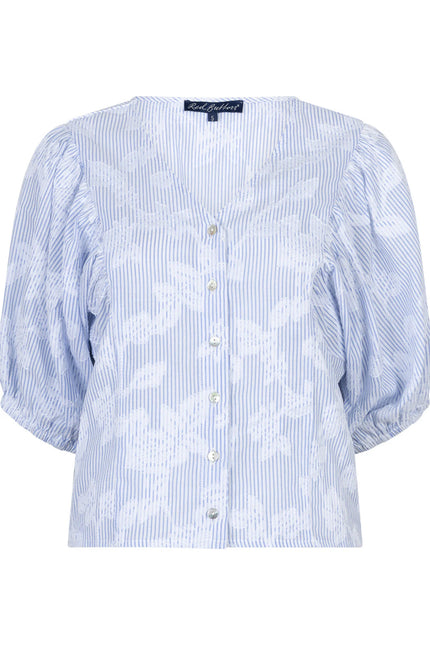 red-button-SRB4838-balloon-sleeve-stripe-flower-blouse-blue-2