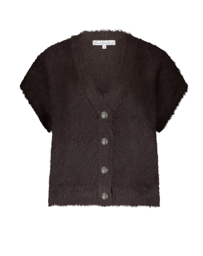 Red Button - Women's Sleeveless Fuzzy Cardigan SRB4672 Espresso