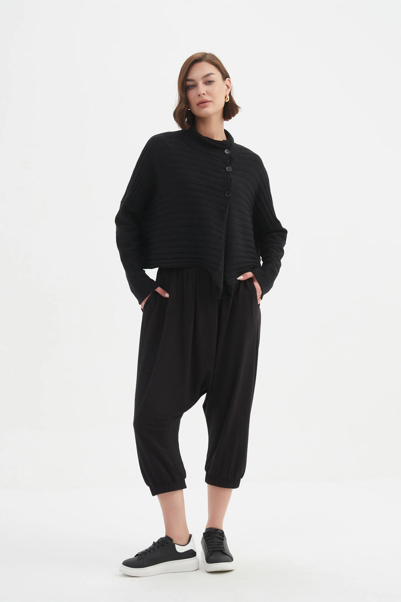 tirelli-womens-cowl-neck-button-knit-25k3599-black
