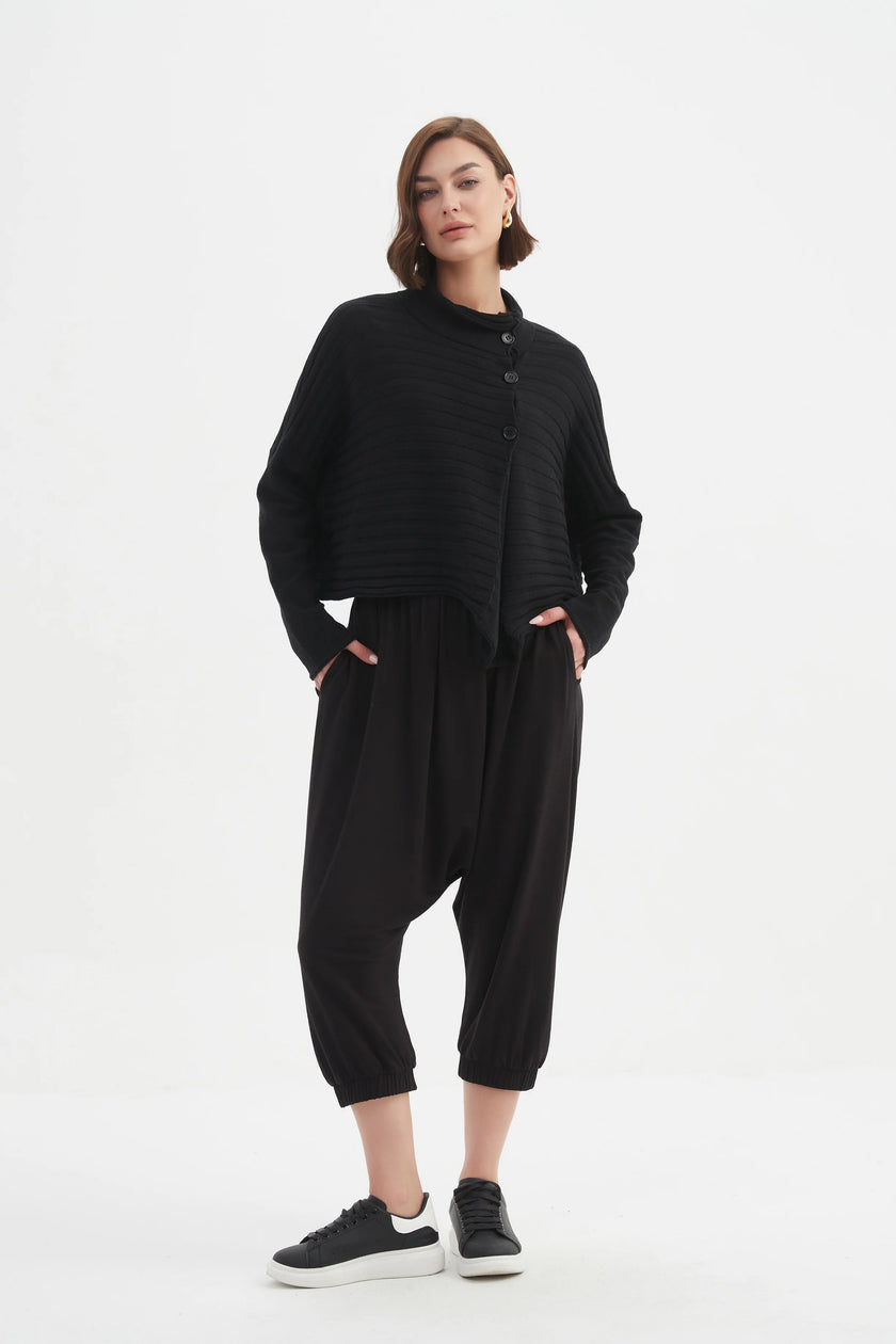 tirelli-womens-cowl-neck-button-knit-25k3599-black