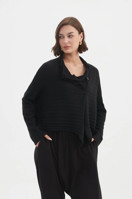 tirelli-womens-cowl-neck-button-knit-25k3599-black