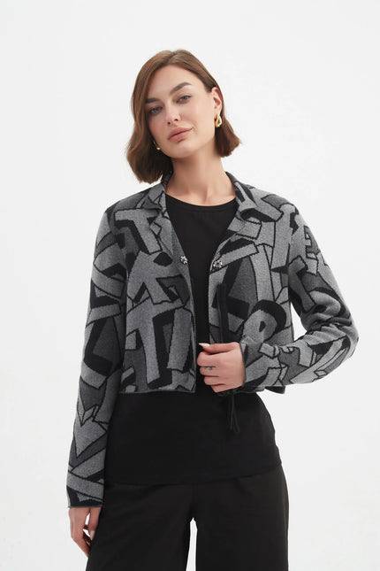 tirelli-womens-letterblock-zip-cardigan-25k3597-grey