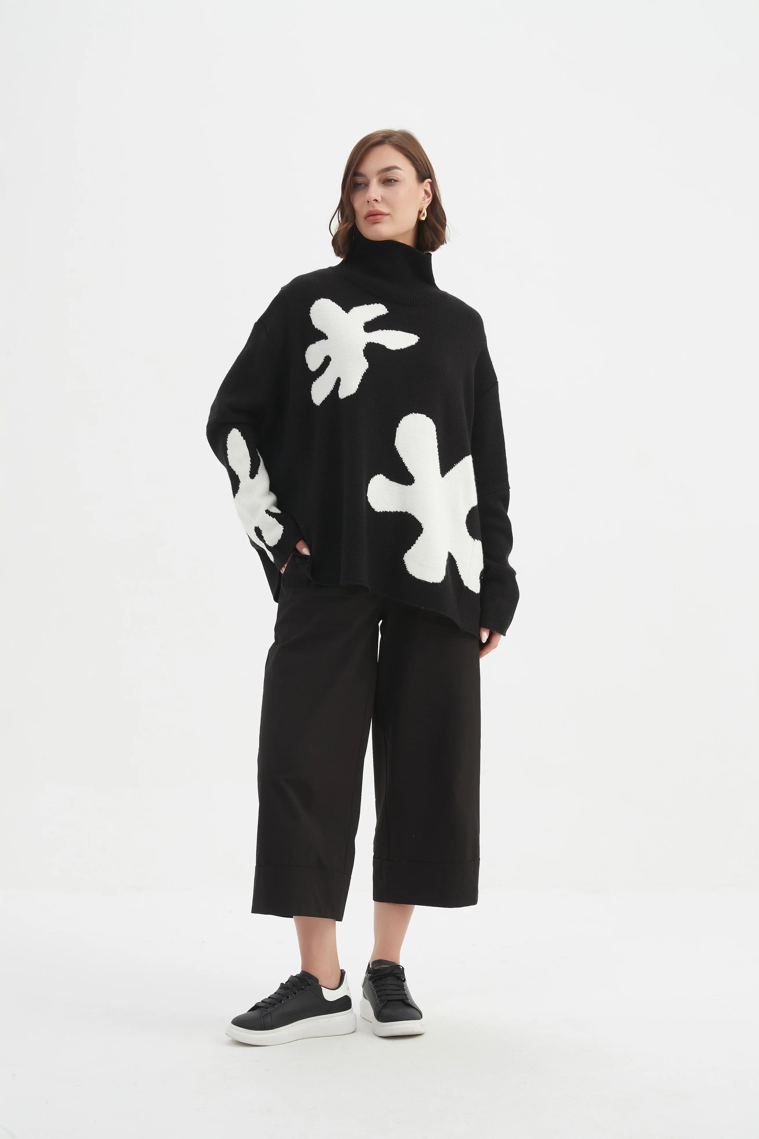 tirelli-womens-splatter-print-knit-25k3592-black-white