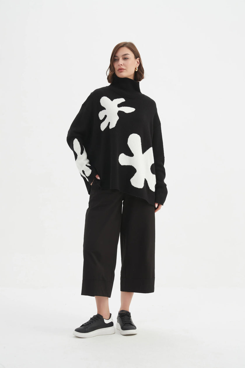 tirelli-womens-splatter-print-knit-25k3592-black-white