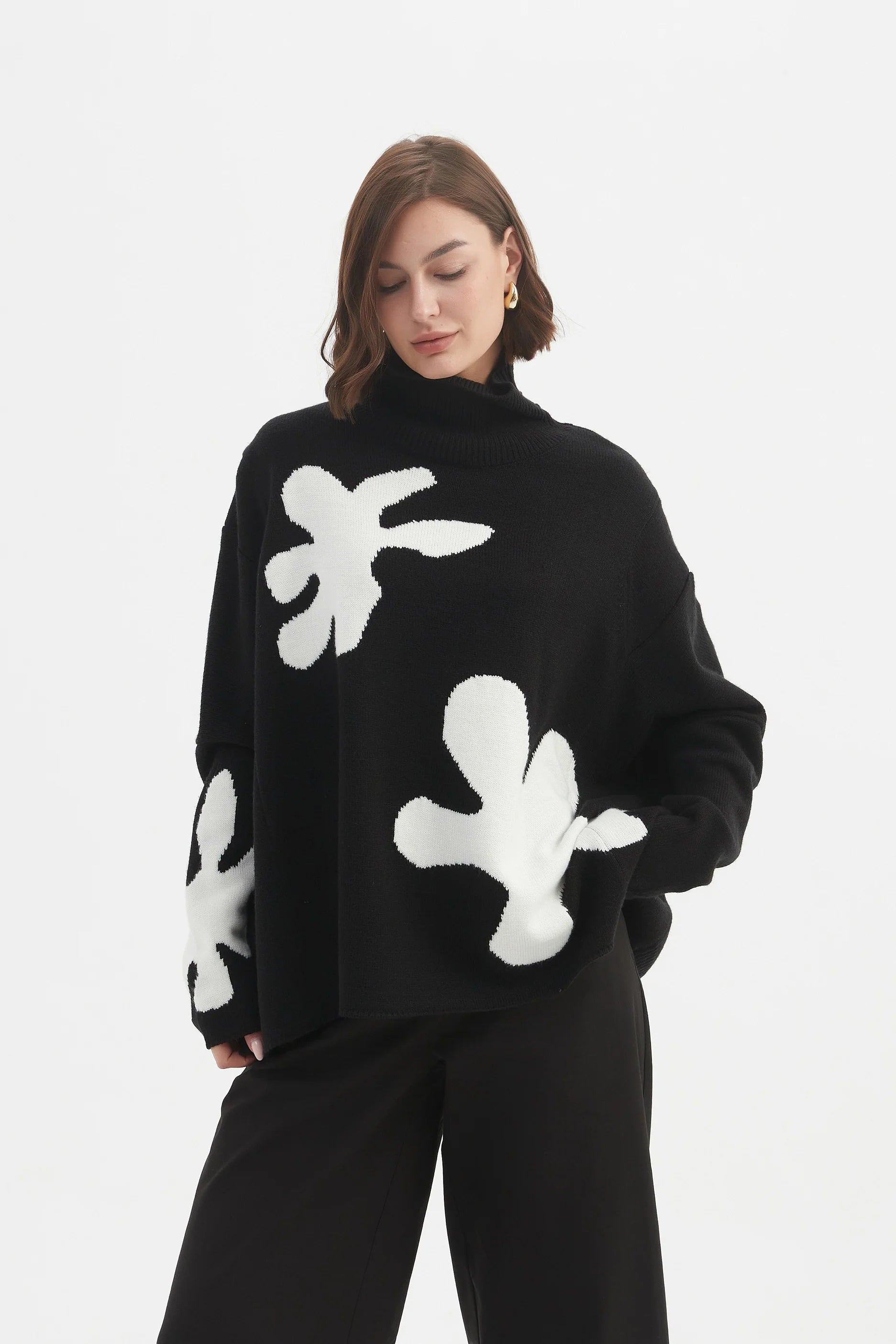 tirelli-womens-splatter-print-knit-25k3592-black-white