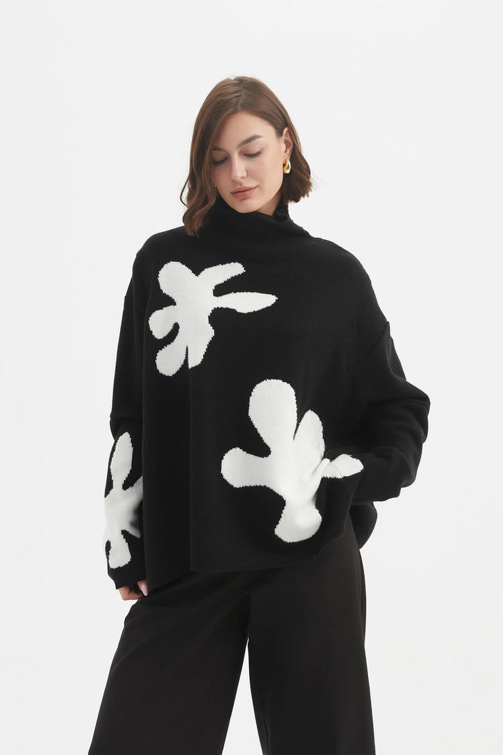 tirelli-womens-splatter-print-knit-25k3592-black-white