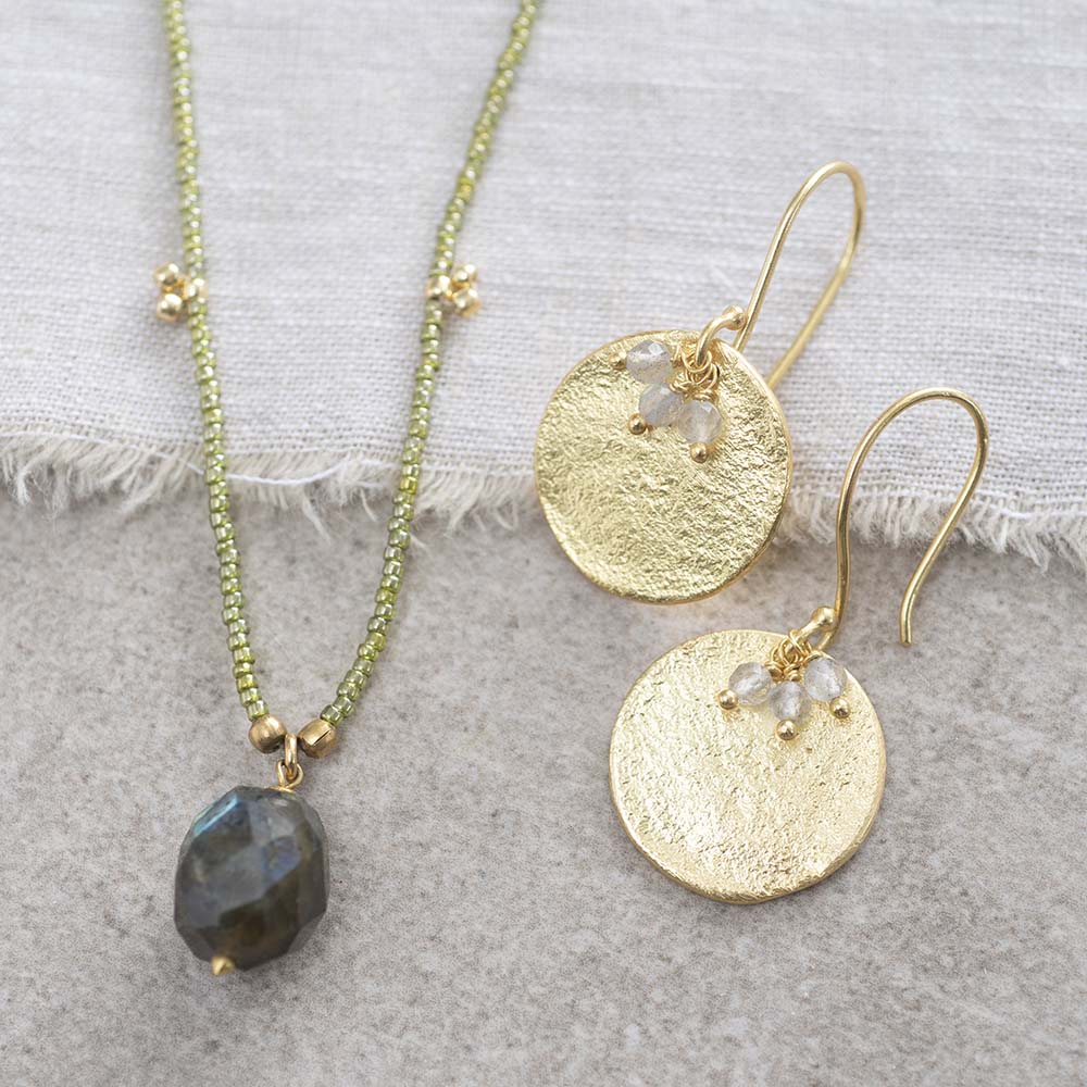 A Beautiful Story - Precious Labradorite Gold Earrings