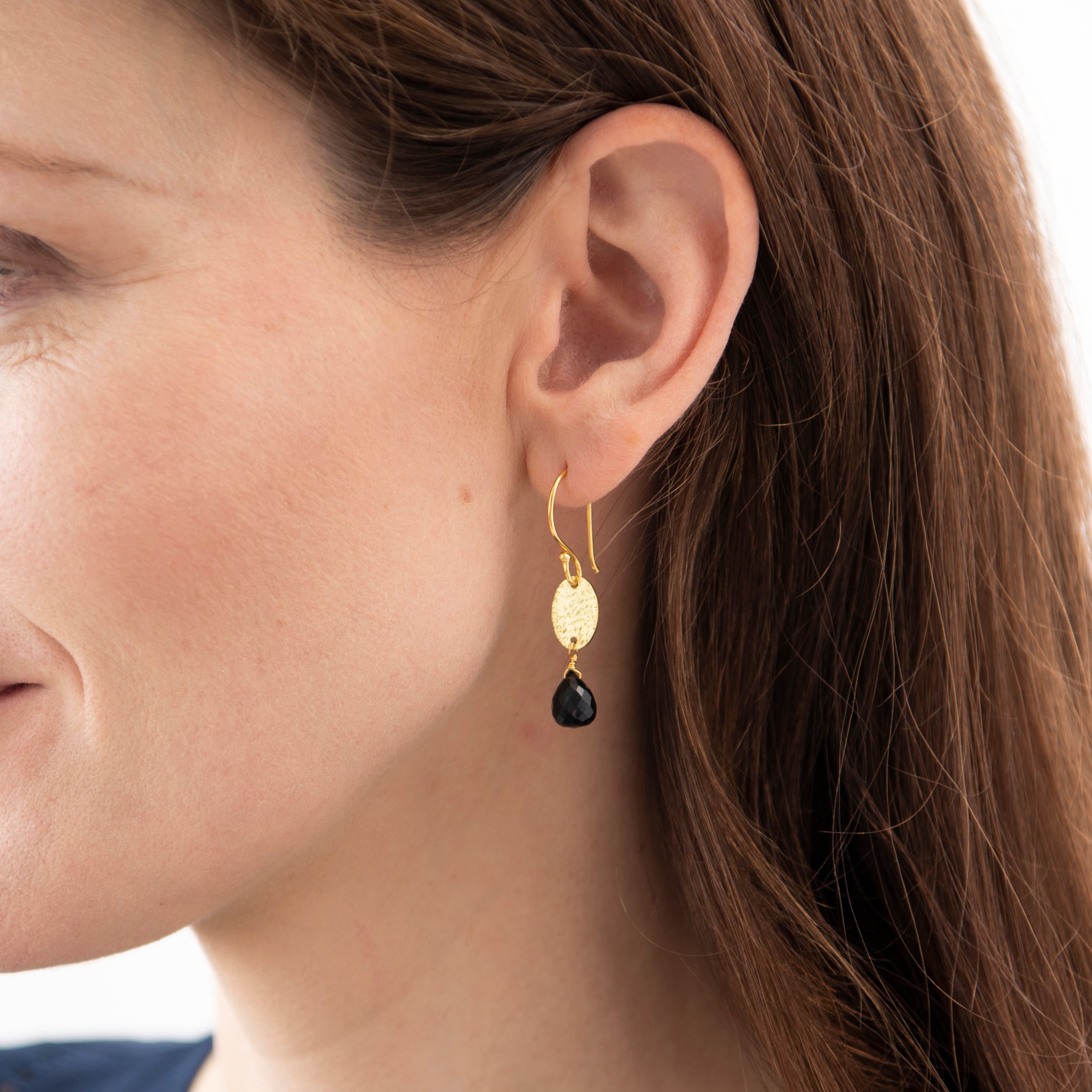 A Beautiful Story - Hopeful Black Onyx Gold Earrings