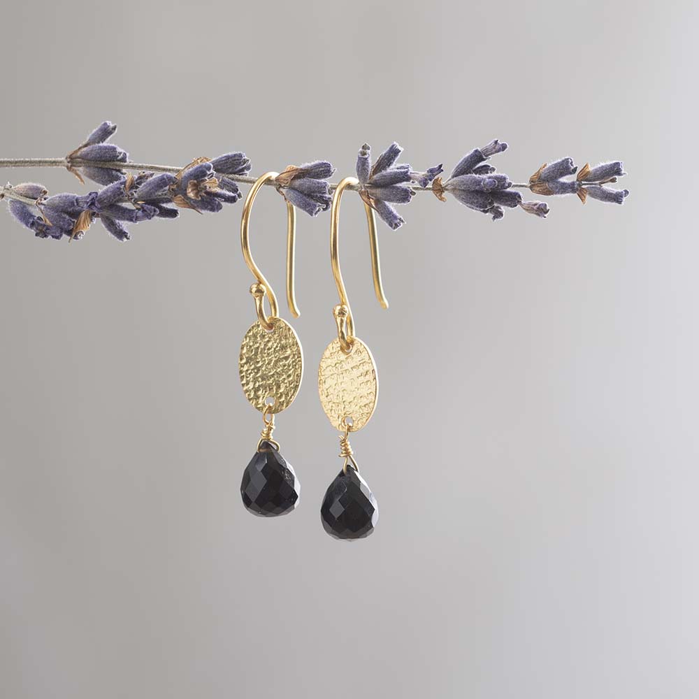 A Beautiful Story - Hopeful Black Onyx Gold Earrings