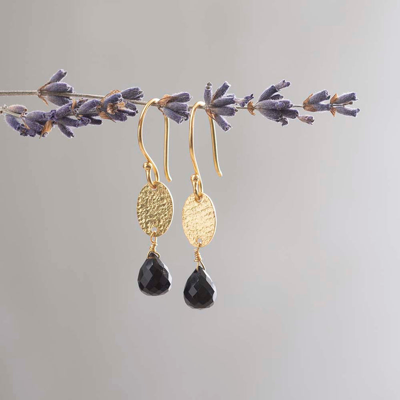 A Beautiful Story - Hopeful Black Onyx Gold Earrings