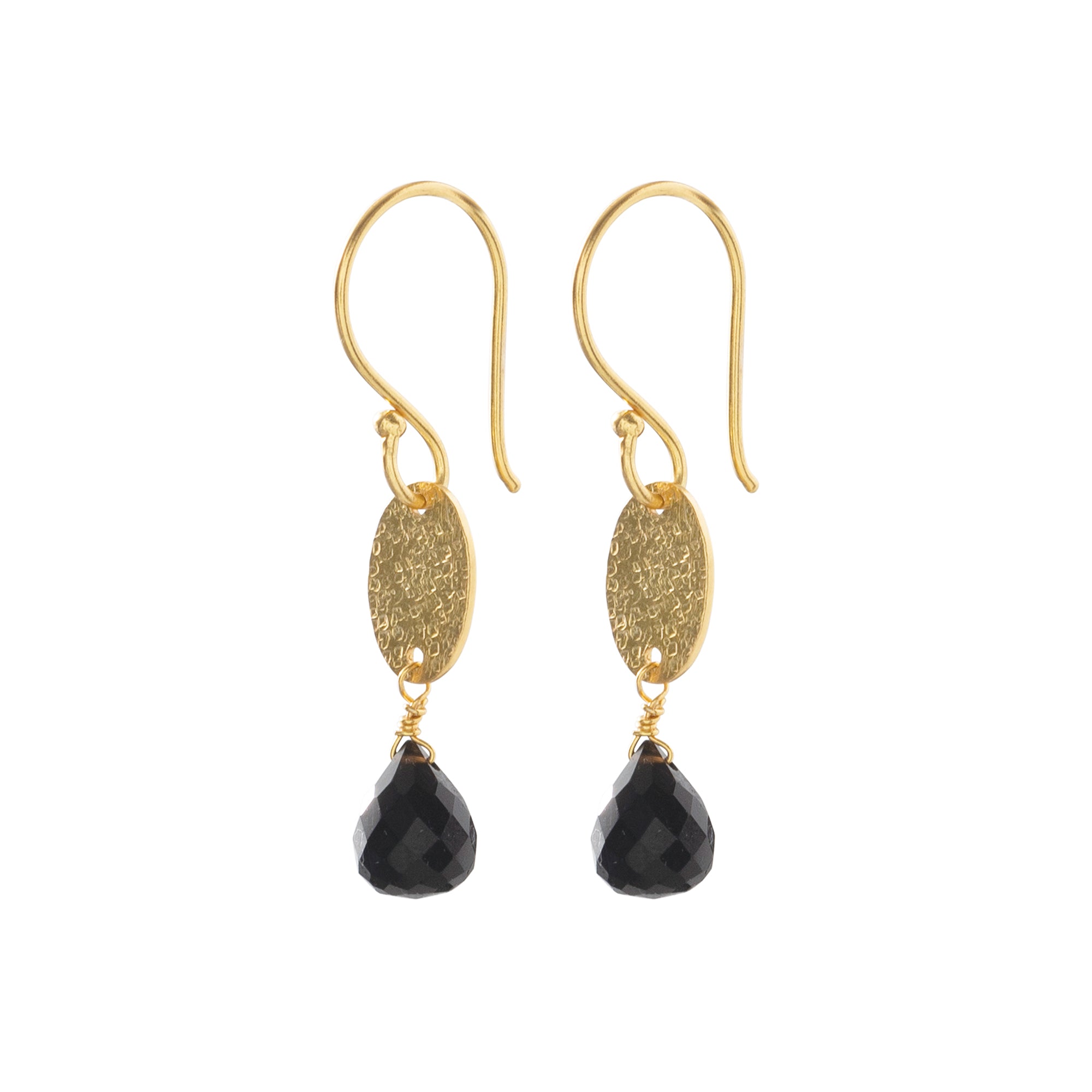 A Beautiful Story - Hopeful Black Onyx Gold Earrings