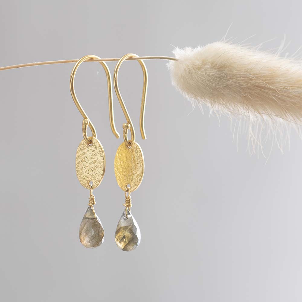 A Beautiful Story - Hopeful Labradorite Gold Earrings