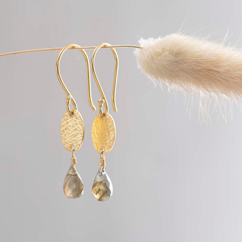 A Beautiful Story - Hopeful Labradorite Gold Earrings