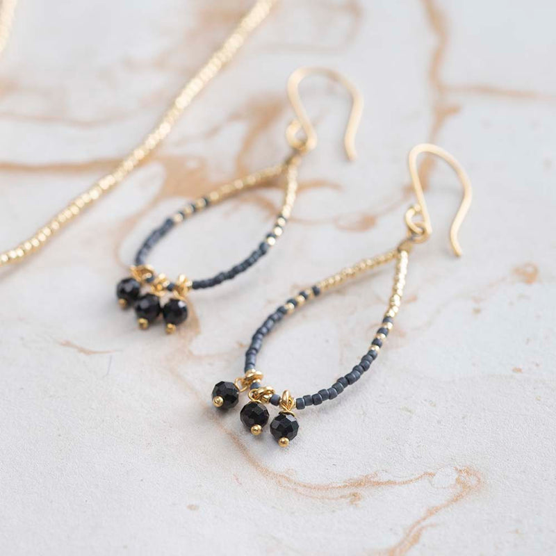 A Beautiful Story - Becoming Black Onyx Gold Earrings