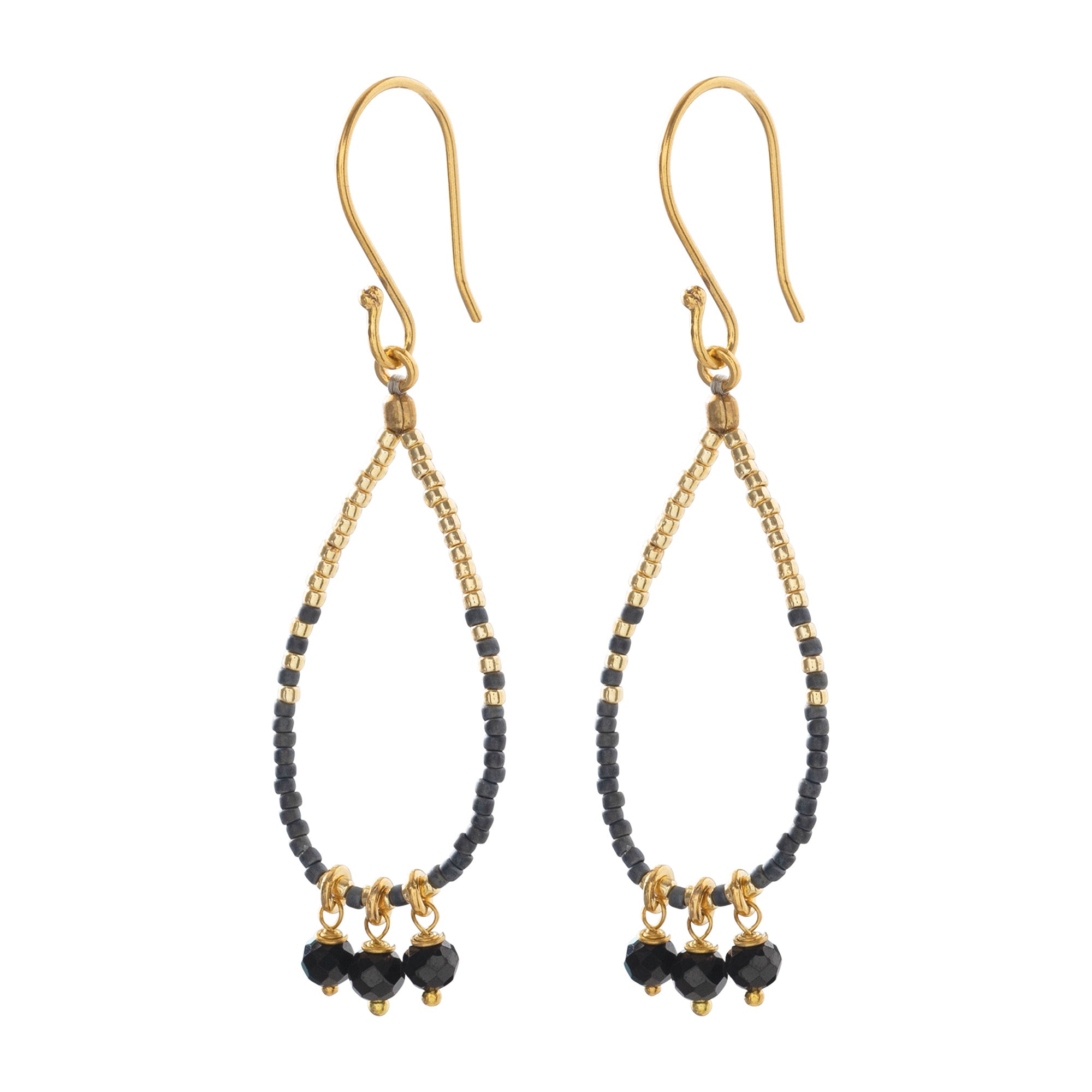 A Beautiful Story - Becoming Black Onyx Gold Earrings