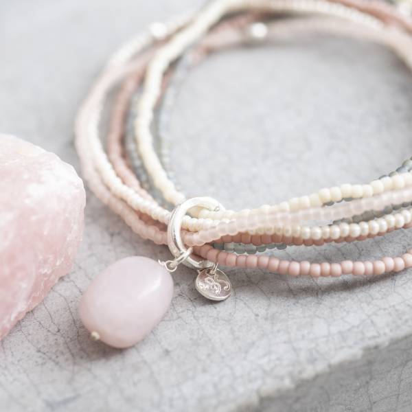 A Beautiful Story - Nirmala Rose Quartz Silver Bracelet