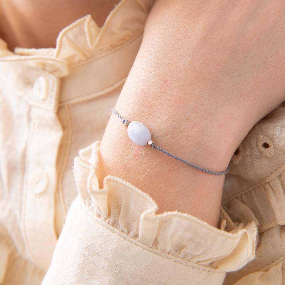 A Beautiful Story Gemstone Card Bracelet with Blue Lace Agate Kings Road Fashions