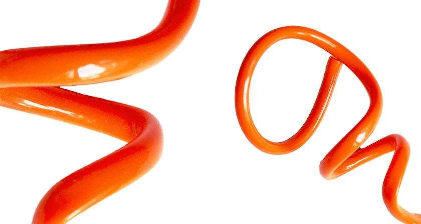 Samuel-Coraux-zig-squiggle-earrings-orange-gloss-kings-road-fashions